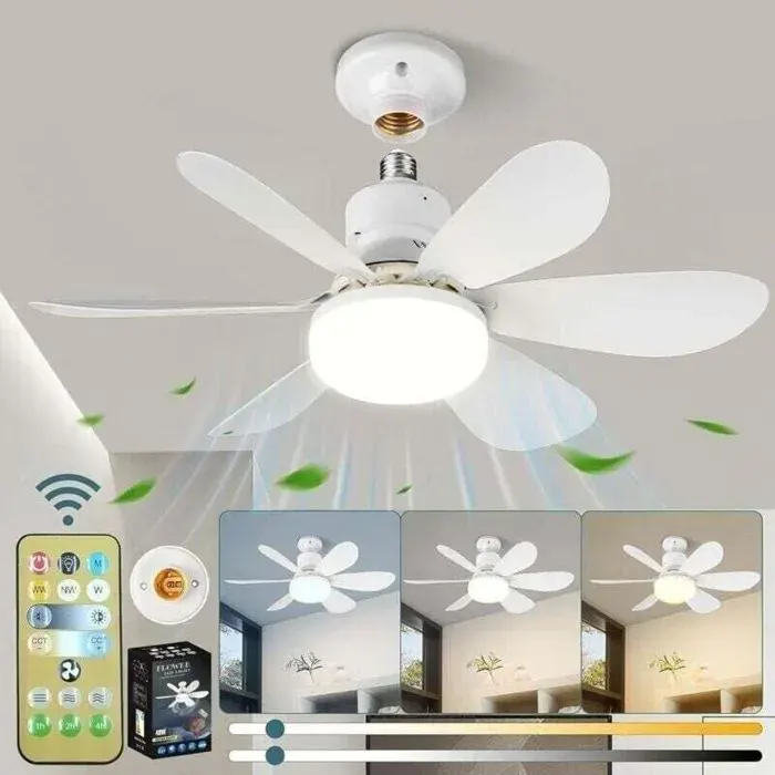 Ventilateur Plafond Ventilateur Silencieux Plafond 40W Lampe Ventilateur Plafond avec Douille E27
