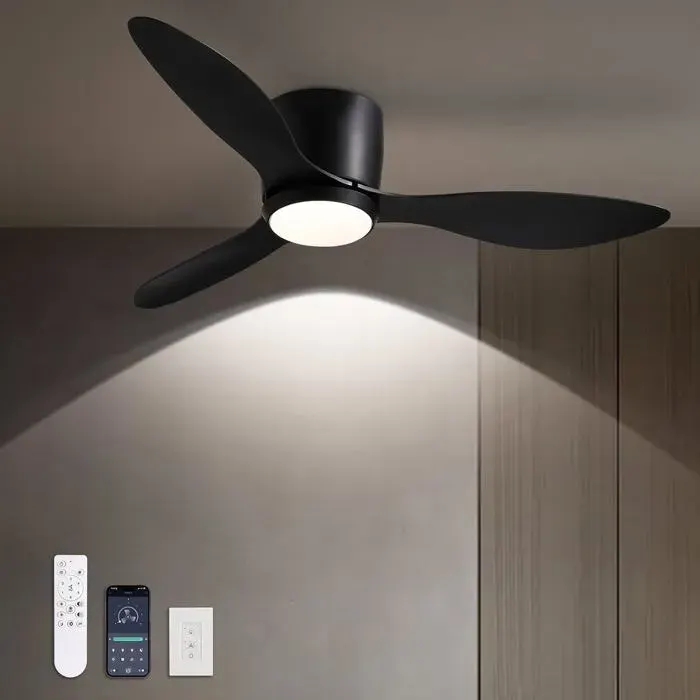 Ventilateur plafonnier bas de 42 pouces avec lumière réglable ventilateur encastré plat adapté à une utilisation dans la chambre