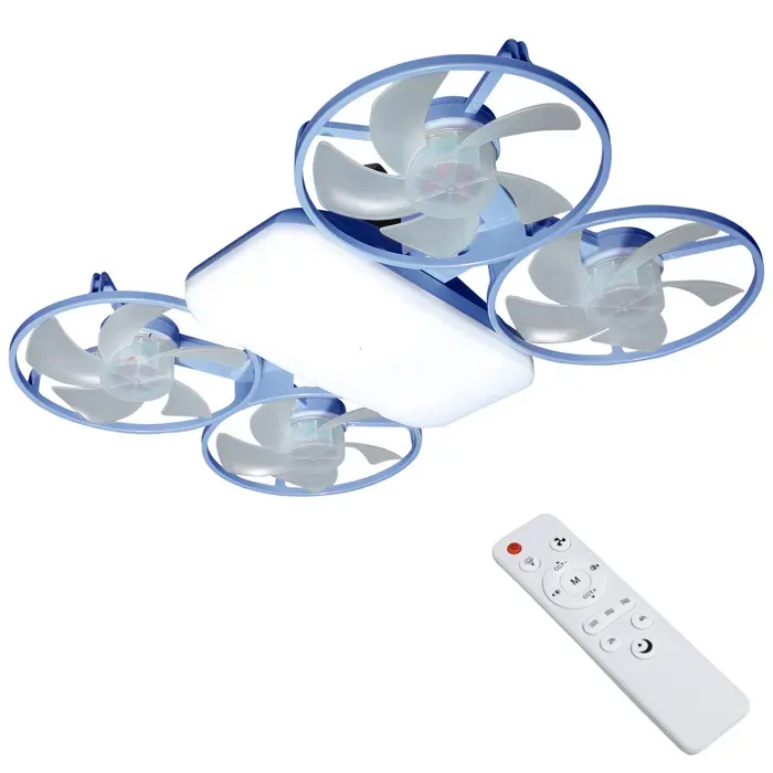 Ventilateur Plafonnier Drone Ventilateur Plafond avec Lumiere 50W 3 Températures 112 LED Télécommande Minuterie 2/4H 3 Vitesses