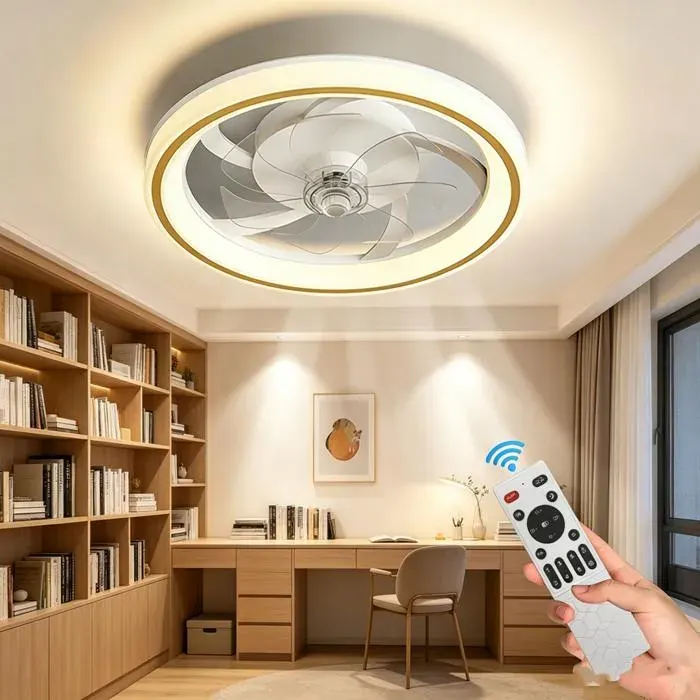 Ventilateur Plafonnier LED 88W 6 Vitesses Dimmer Sans Fin Télécommande Double Modes Été/Hiver Pour Salon Chambre 48CM