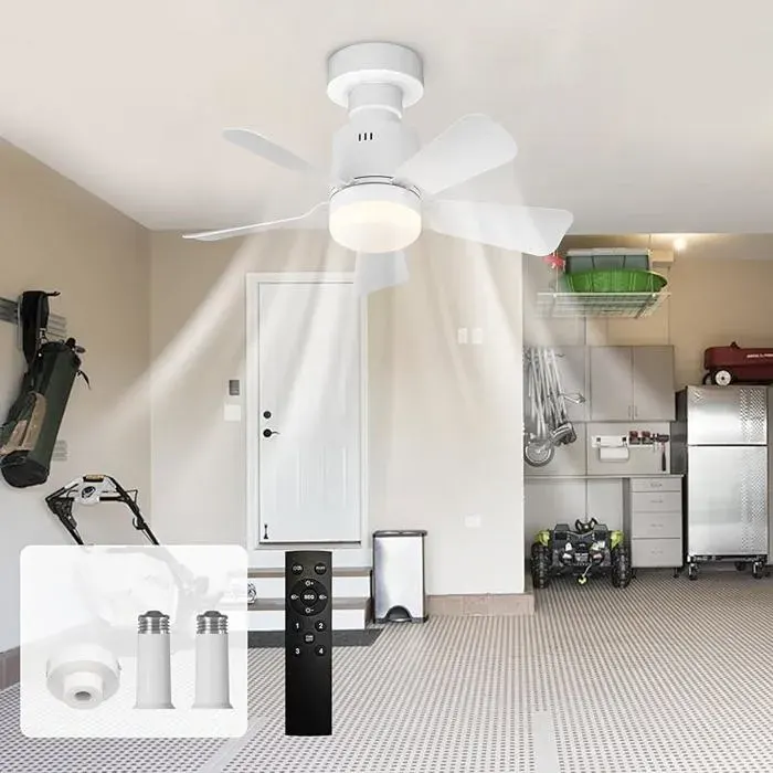 Ventilateur plafonnier LED télécommandé 4 vitesses 45 cm beige