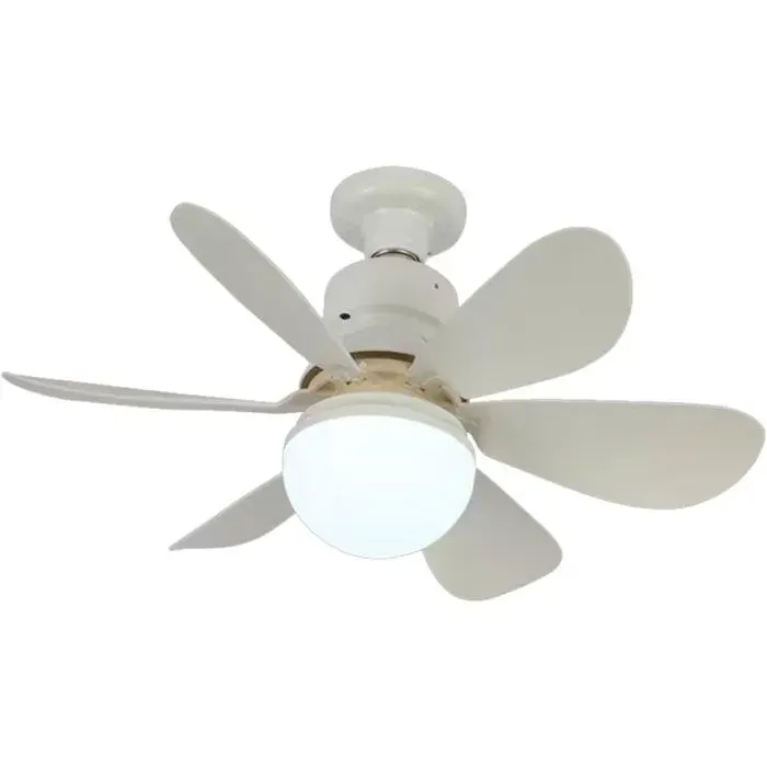 Ventilateur Plafonnier Lumineux 40W Blanc 52cm Super Silencieux Douille E27 Pour Cuisine Chambre Salle à Manger Moderne