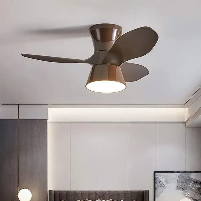 Ventilateur Plafonnier Moderne 80×29 cm avec Éclairage LED Réglable-Marron