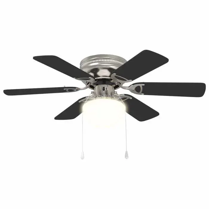 Ventilateur plafonnier - Ventilateur de plafond avec lumière - vidaXL - acier chromé et bois technique - noir - Ø 82 cm 7127689