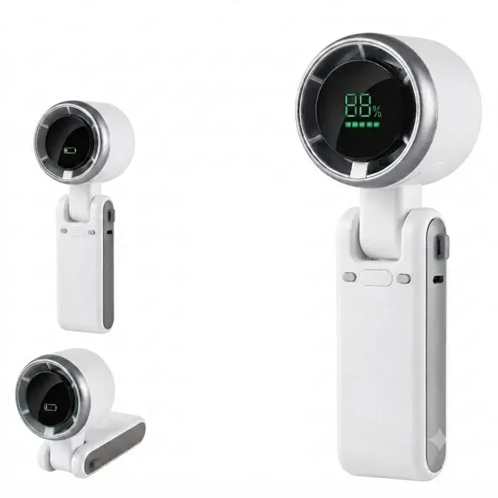 Ventilateur pliable portable - GRANDSALEY - Compact rechargeable - 3 600 mAh - 5 vitesses - Angle réglable 180°