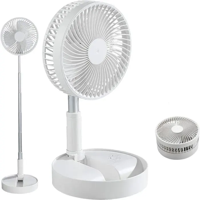 Ventilateur pliable rechargeable - Batterie 7200 mAh longue autonomie Silencieux inférieur à 45 dB - Maison bureau et camping