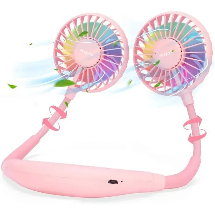 Ventilateur portable - 123 - A76 - Batterie rechargeable USB - 3 vitesses - Rotation 360°