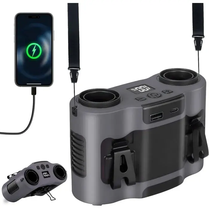 Ventilateur portable 28 000 mAh 42 H ventilateur de taille avec 5 vitesses et double sortie dair ventilateur rechargeable
