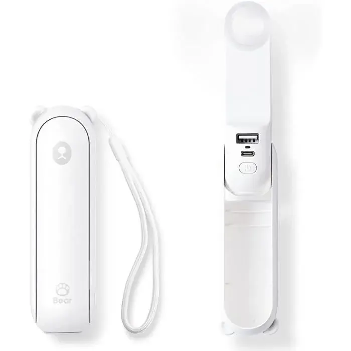 Ventilateur portable 3 en 1 - JISULIFE - F8 - 2000mAh - Lampe de poche - Pliable