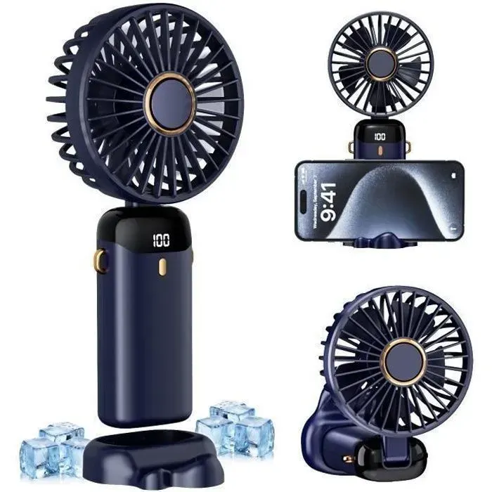 Ventilateur portable 5 en 1 - YAEFDD - Mini ventilateur - 2500 mAh - 5 vitesses - Pliable à 90°