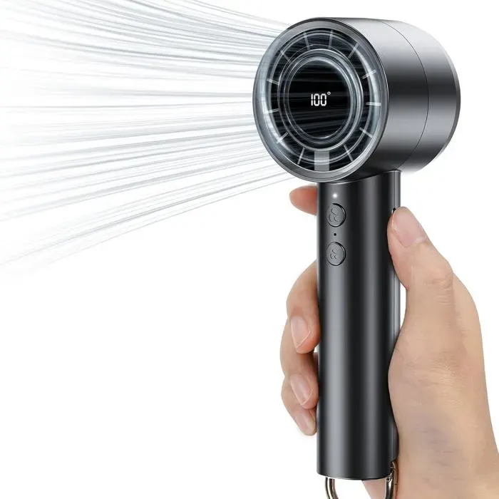 Ventilateur portable 5 vitesses avec port de chargement USB ventilateur de poche avec affichage LED 3000mAh