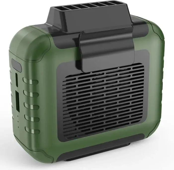 Ventilateur portable à clip ceinture batterie rechargeable 6000 mAh 3 vitesses puissantes entrée et sortie (vert)