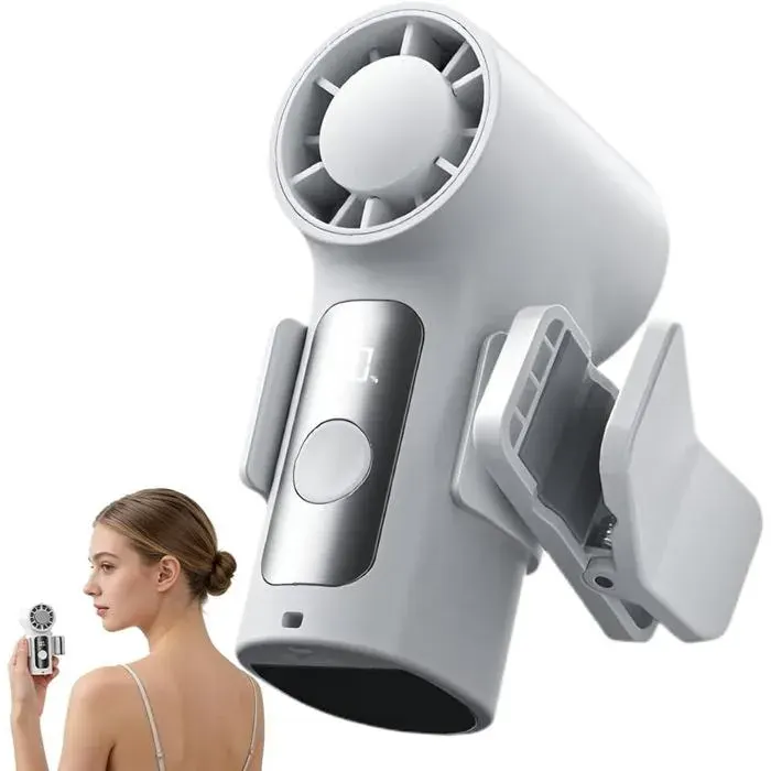 Ventilateur Portable À Main Ventilateur Turbo Portable Petit Ventilateu De Poche Avec Écran Numérique Et Pince 3000Mah 6 Vites