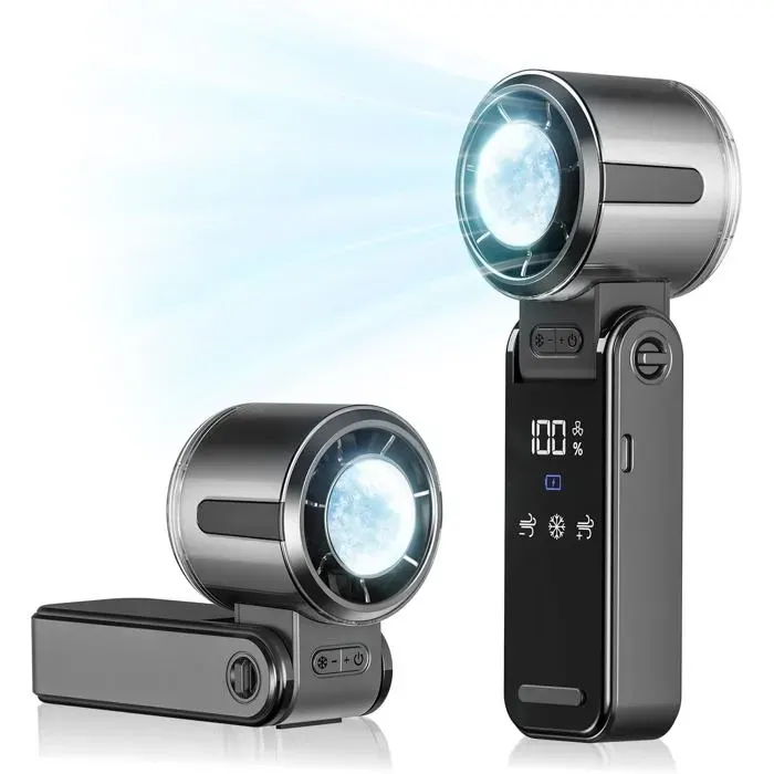 Ventilateur portable à mainmini ventilateur turbo sans balais à 10 000 tr/min et 100 vitessespliable à 120°avec compresse de glac