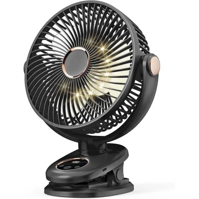 Ventilateur portable à pince 10 000 mAh ventilateur oscillant à 90° ventilateur de bureau rechargeable de 20 cm flux dai SANPIE