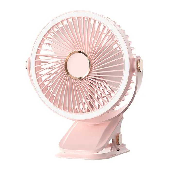 Ventilateur portable à pince rechargeable réglable à 720 ° avec lumières LED petit ventilateur personnel USBrose