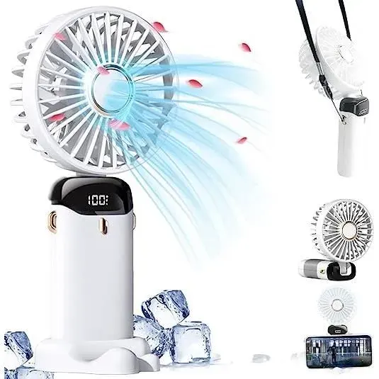 Ventilateur Portable - AMOUNE - Modèle USB - 5 Vitesses - Rechargeable - Blanc