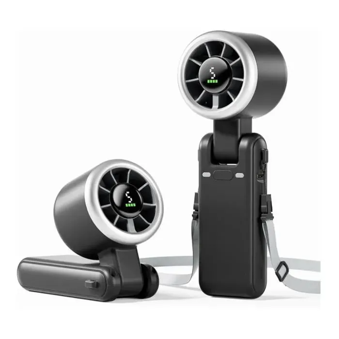 Ventilateur portable - AUTREMENT - Ultra Rapide - 10 m/s - 5 vitesses - Batterie 12h — coloris Noire