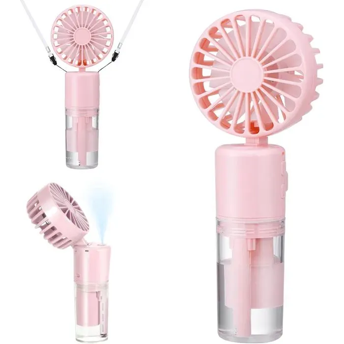 Ventilateur portable avec brume deau – 4000 mAh – Mini ventilateur portatif rechargeable à 4 vitesses USB – Ventilateur de brume