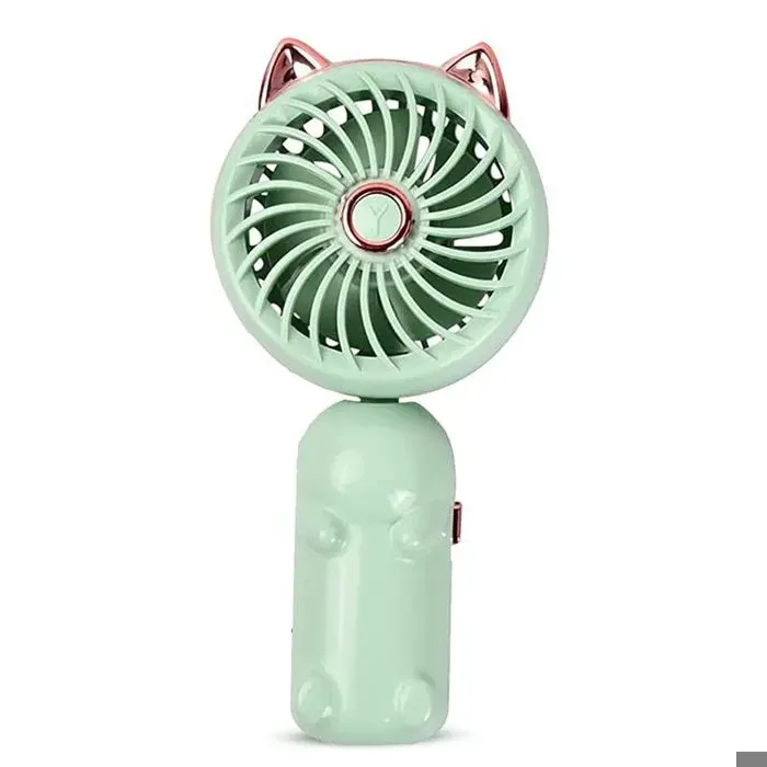 Ventilateur Portable avec Oreilles de Chat Mini Ventilateur avec Batterie Rechargeable USB Petit Ventilateur Pliable (Vert)