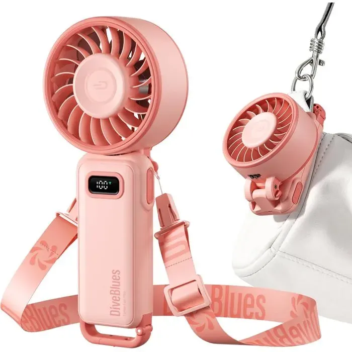 Ventilateur Portable Compact et Élégant avec Batterie - Usage Main Bureau Cou ou Pliable - Ventilation Jusquà 12 Heures [B1]