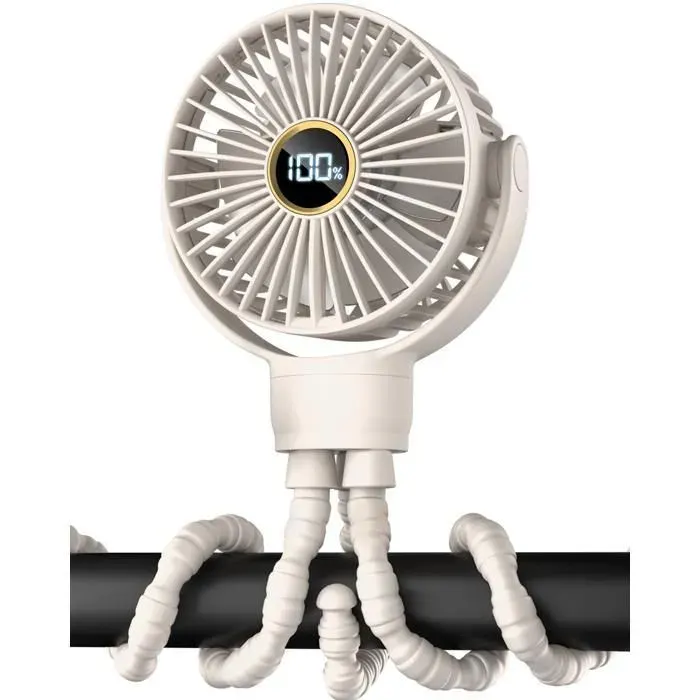 Ventilateur Portable de Bureau 2000mAh 3 Vitesses Petit Ventilateur Pour Poussette pour bébé rotation à 360° trépied à clipser