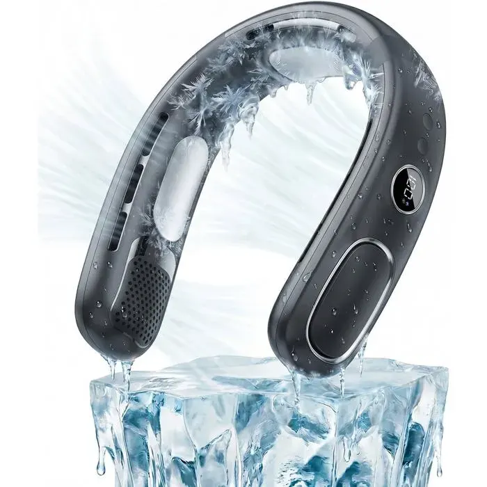 Ventilateur Portable De Cou 5 Vitesses Ventilateur Cou Refroidissement Semi-Conducteur 6000 Mah Avec Affichage Led Venti[VV179]