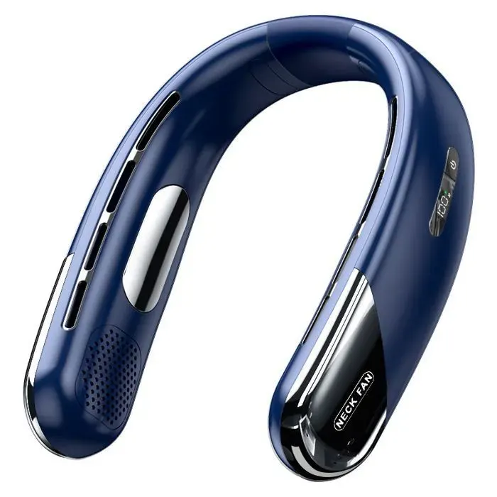 Ventilateur Portable de Cou pour Sport - BYTELIKE - USB-C Rechargeable - 5 Vitesses - Batterie 2400mAh - Léger et Ergonomique Bleu
