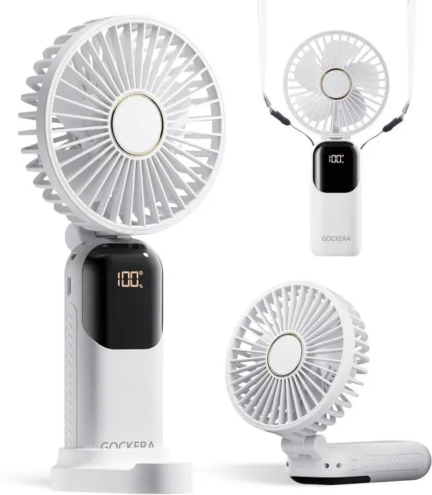 Ventilateur portable - F01 - 4200 mAh - 5 vitesses - Affichage numérique - Ultra silencieux