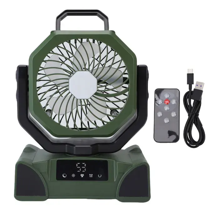 Ventilateur portable – F14 20000mAh LED télécommande – pour camping extérieur – Vert