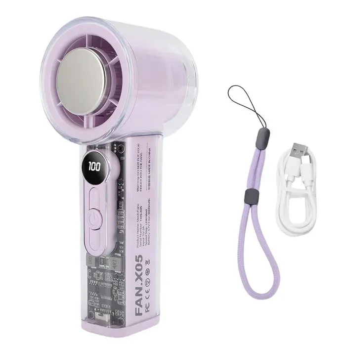 Ventilateur portable – FAN.X05 100 vitesses refroidissement semi-conducteur écran LED – pour voyage camping – Violet