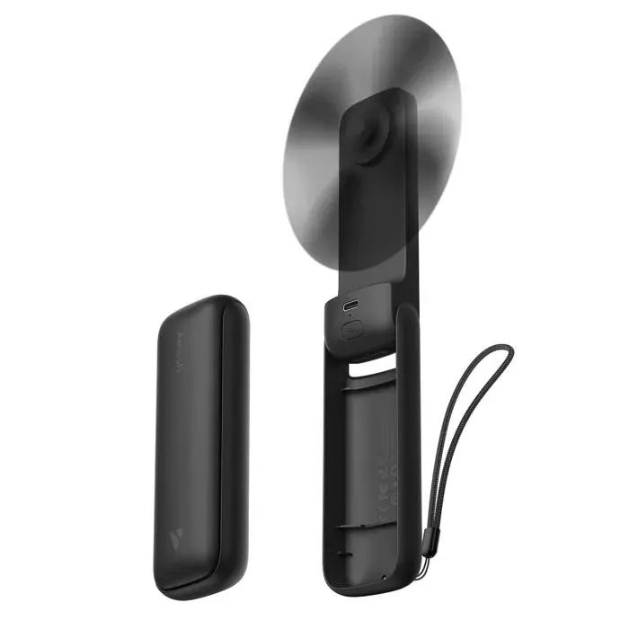 Ventilateur portable - GRANDSALEY - Ultra-fin pliable - USB rechargeable - Autonomie 24h - 3 vitesses — coloris Noir