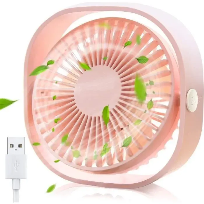 Ventilateur Portable - HANDEIU - Mini Ventilateur USB - 3 Vitesses - Silencieux - Rose