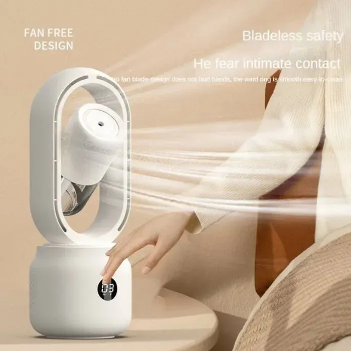Ventilateur portable - HANDEIU - Modèle portable - Affichage LED - Humidification par brumisation - Silencieux