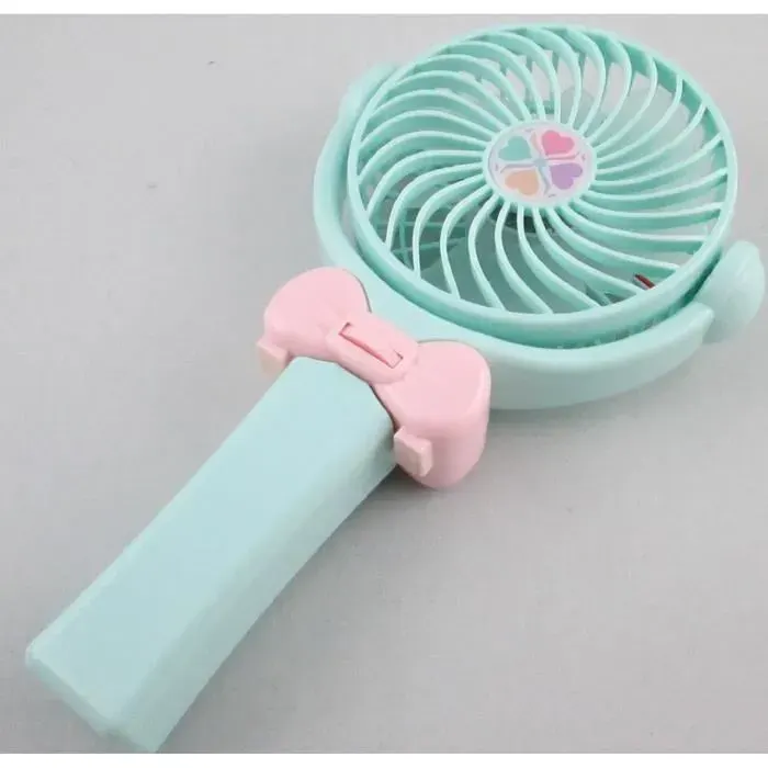 Ventilateur Portable - LIAM ACCESS - Kitty - Pliable - Vert - Noeud Rose — coloris Verte