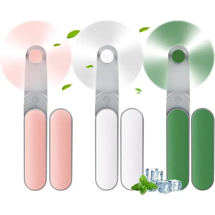 Ventilateur portable mini 3 pièces petit ventilateur de poche pour voyage et extérieur rose blanc vert