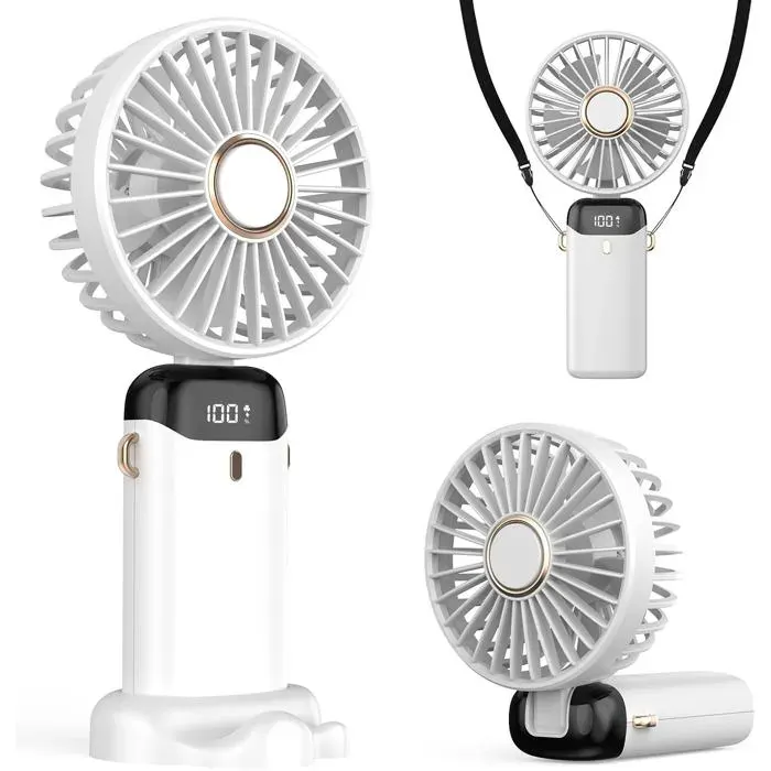 Ventilateur portable pliable - KCVV - Batterie 4200 mAh - Interface USB-C - Écran LED - 5 vitesses - Ultra silencieux