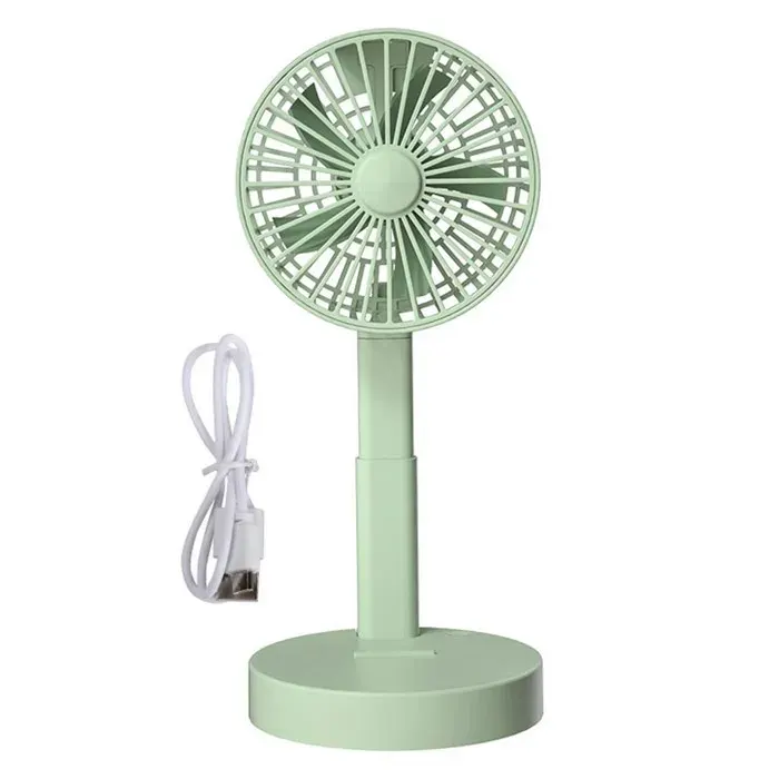 Ventilateur portable pliable – Télescopique 3 vitesses silencieux USB rechargeable – Pour bureau camping et voyage – Vert