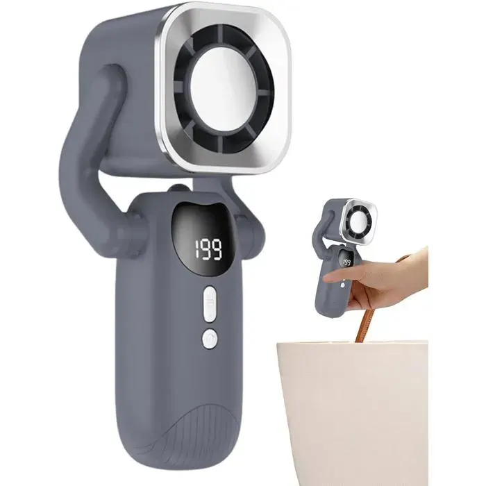 Ventilateur portable-Rechargeable avec affichage numérique-Pliage à 90°–Grande batterie 4000mAh– Pour bureau voyage extérieur–Gris