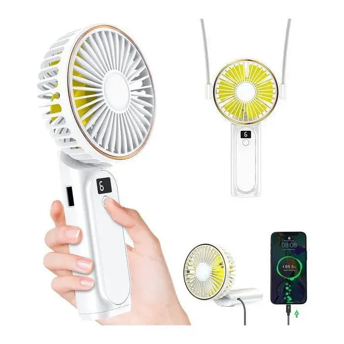 Ventilateur portable rechargeable - - Batterie 3600 mAh - Autonomie 4 à 14 heures - 6 vitesses réglables Femeo
