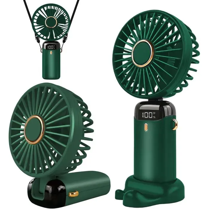 Ventilateur portable rechargeable par USB avec 5 vitessesbureau pliable avec écran LED pour le bureaules voyages en plein air