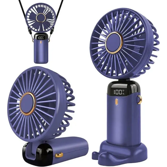 Ventilateur portable rechargeable par USB avec 5 vitessesmini ventilateur de bureau pliablele bureaules voyages etc(Violette)