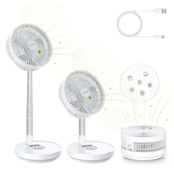 Ventilateur portable rechargeable pliable 25cm10000mAh oscillant télécommande LED silencieux bureau chambre camping USB
