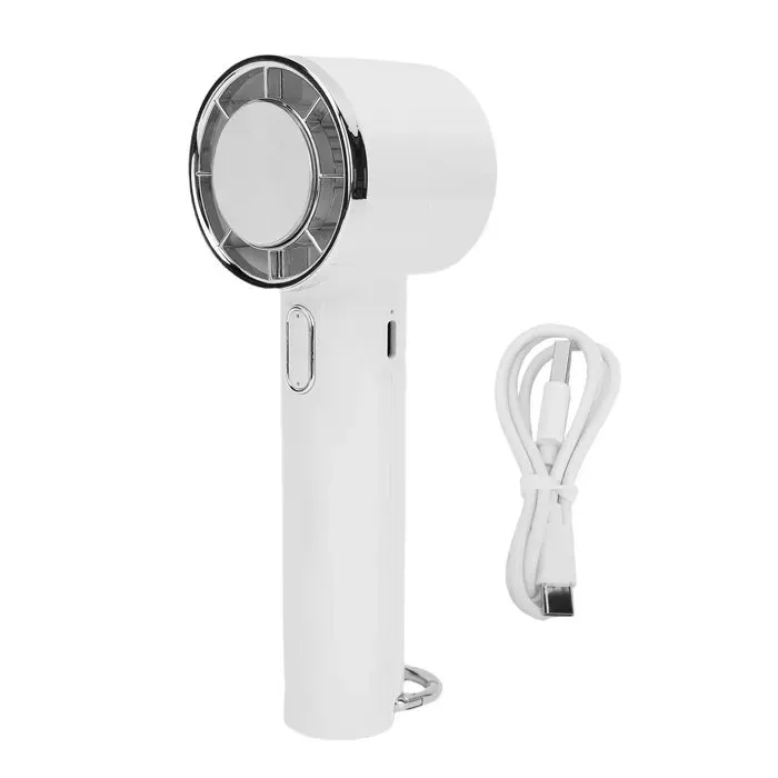 Ventilateur portable – Refroidissement semi-conducteur 5 vitesses support pliable – pour voyage camping – Blanc