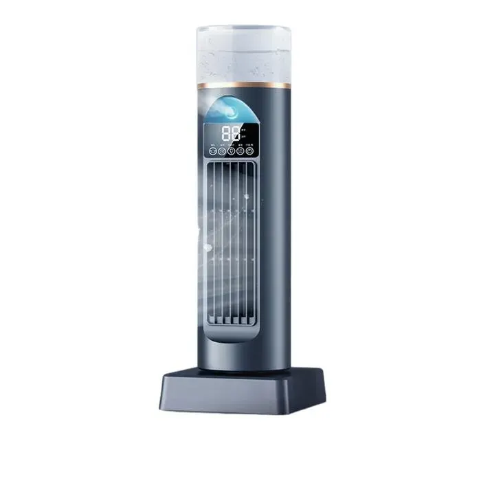 Ventilateur portable réservoir deau de 100 ml 6 vitesses fonction humidificateur minuterie télécommande 12 x 345 cm noir