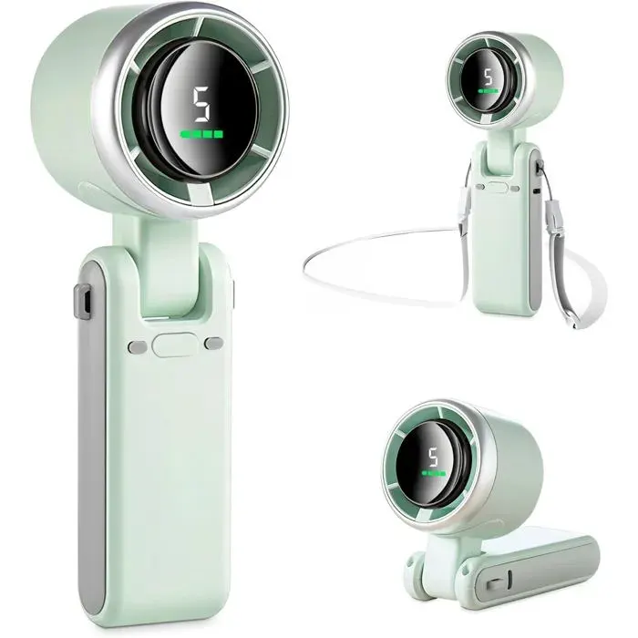 Ventilateur Portable - TELINEX - Mini Ventilateur - 5 Vitesses - 6000mAh - Vert