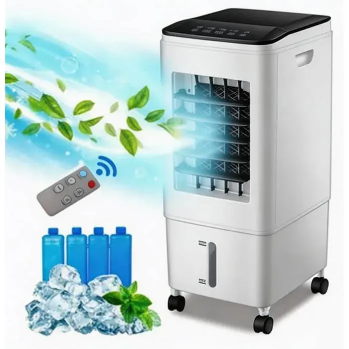 Ventilateur portable Trois vitesses de ventilation Ventilateur rafraîchissant Réservoir deau de 8 L Télécommande incluse