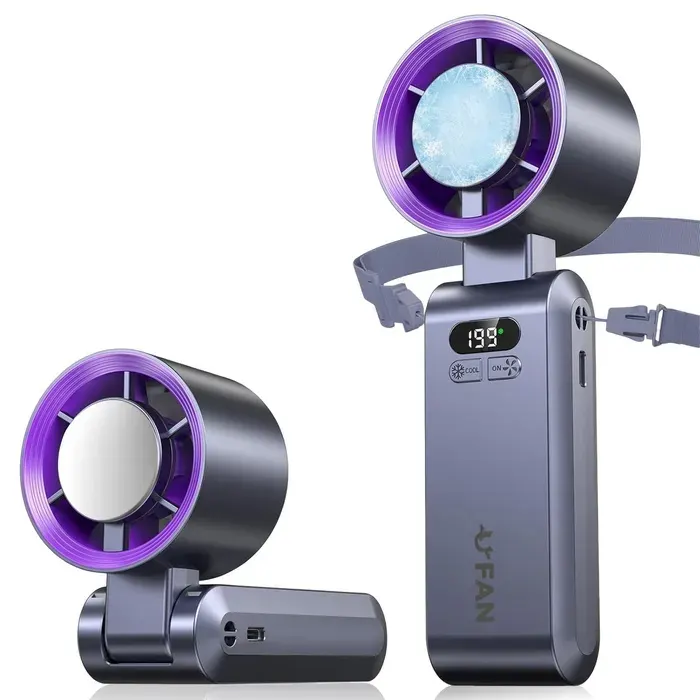 Ventilateur Portable Ultra Rapide 10m/s Rechargeable USB 5000mAh 1-199 Vitesses Affichage LCD Ventilateur de Poche Gris VENTILATEUR