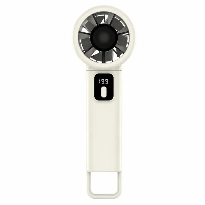 Ventilateur Portable USB 199 Vitesses Turbo Écran LED Pliable Silencieux Voyage Bureau Extérieur Blanc Cassé