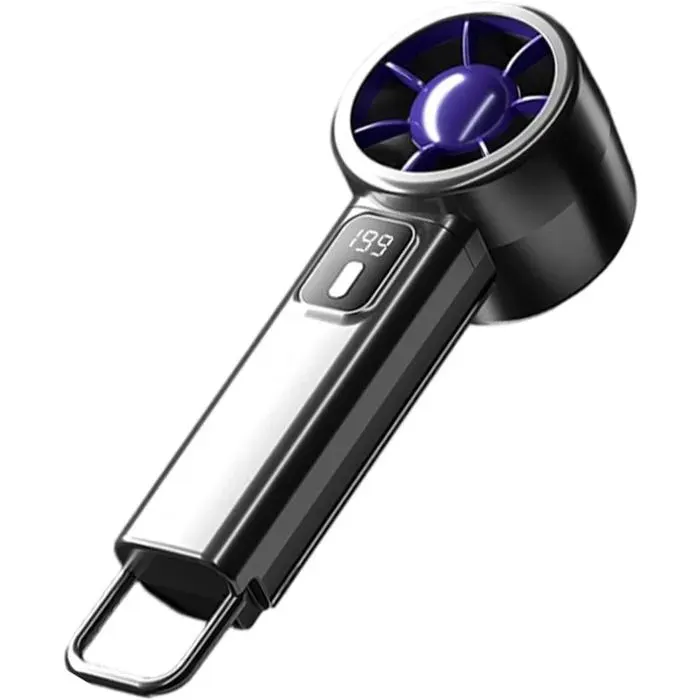 Ventilateur Portable USB 199 Vitesses Turbo Écran LED Pliable Silencieux Voyage Bureau Extérieur Gris Violet — coloris Blanc